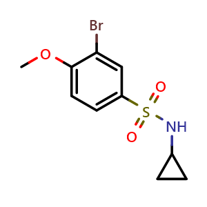 Chemical structure of 3-Bromo-N-cyclopropyl-4-methoxybenzenesulfonamide , CAS 425656-23-1, AChemBlock U136886