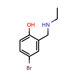 Chemical structure of 4-Bromo-2-[(ethylamino)methyl]phenol , CAS 42313-78-0, AChemBlock U136892