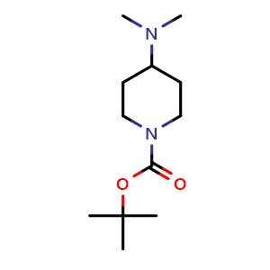 Chemical structure of tert-Butyl 4-(dimethylamino)piperidine-1-carboxylate , CAS 412293-88-0, AChemBlock U136913