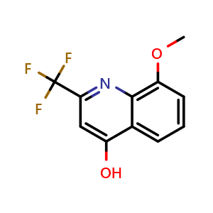 Chemical structure of 4-Hydroxy-8-methoxy-2-(trifluoromethyl)quinoline , CAS 41192-84-1, AChemBlock U136916