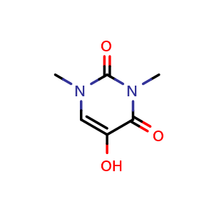 Chemical structure of 1,3-Dimethyl-5-hydroxyuracil , CAS 408335-42-2, AChemBlock U136929