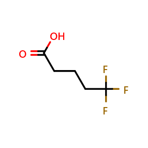 Chemical structure of 5,5,5-Trifluoropentanoic acid , CAS 407-62-5, AChemBlock U136933