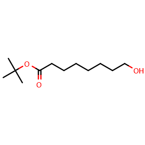 Chemical structure of tert-Butyl 8-hydroxyoctanoate , CAS 401901-41-5, AChemBlock U136964