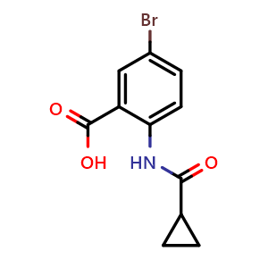 Chemical structure of 5-Bromo-2-[(cyclopropylcarbonyl)amino]benzoic acid , CAS 401462-74-6, AChemBlock U136967