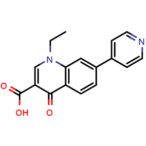 Chemical structure of 1-Ethyl-4-oxo-7-(4-pyridyl)-1,4-dihydroquinoline-3-carboxylic acid , CAS 40034-42-2, AChemBlock U136973