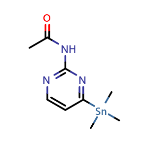 Chemical structure of N-[4-(Trimethylstannyl)-2-pyrimidinyl]acetamide , CAS 397247-92-6, AChemBlock U136983