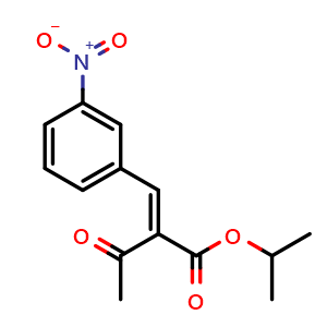 Chemical structure of Isopropyl 2-(3-Nitrobenzylidene)acetoacetate , CAS 39562-25-9, AChemBlock U136990