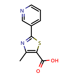 Chemical structure of 4-Methyl-2-(3-pyridyl)thiazole-5-carboxylic acid , CAS 39091-01-5, AChemBlock U137007