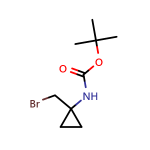Chemical structure of N-Boc-1-(bromomethyl)cyclopropanamine , CAS 387845-49-0, AChemBlock U137015