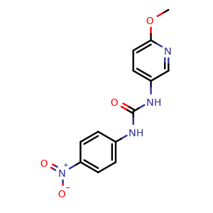 Chemical structure of 1-(6-Methoxy-3-pyridyl)-3-(4-nitrophenyl)urea , CAS 380332-19-4, AChemBlock U137038
