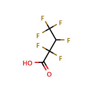 Chemical structure of 2,2,3,4,4,4-Hexafluorobutyric acid , CAS 379-90-8, AChemBlock U137039