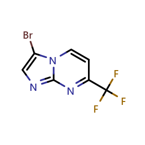Chemical structure of 3-Bromo-7-(trifluoromethyl)imidazo[1,2-a]pyrimidine , CAS 375857-65-1, AChemBlock U137051
