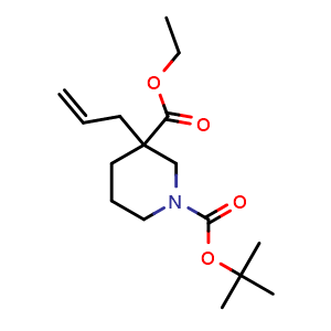 Chemical structure of Ethyl 1-Boc-3-allylpiperidine-3-carboxylate , CAS 374795-32-1, AChemBlock U137053