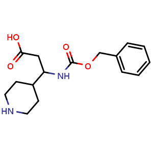 Chemical structure of 3-(Cbz-amino)-3-(4-piperidyl)propionic acid , CAS 372144-06-4, AChemBlock U137060