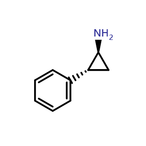 Chemical structure of (1S,2R)-2-Phenylcyclopropylamine , CAS 3721-28-6, AChemBlock U137063