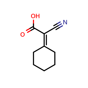Chemical structure of 2-Cyano-2-cyclohexylideneacetic acid , CAS 37107-50-9, AChemBlock U137066