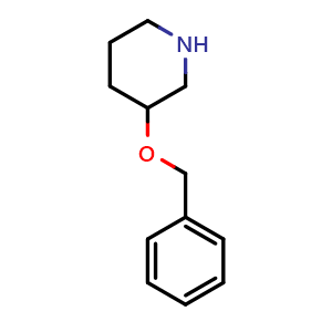 Chemical structure of 3-(Benzyloxy)piperidine , CAS 37098-74-1, AChemBlock U137067