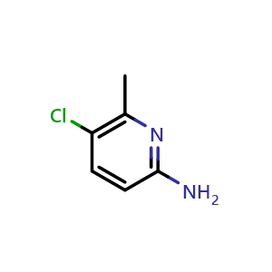Chemical structure of 5-Chloro-6-methyl-2-pyridinamine , CAS 36936-23-9, AChemBlock U137075