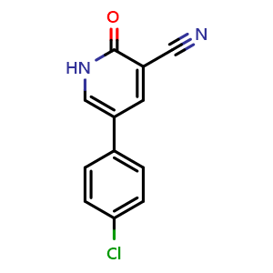 Chemical structure of 5-(4-Chlorophenyl)-2-oxo-1,2-dihydropyridine-3-carbonitrile , CAS 35982-98-0, AChemBlock U137107
