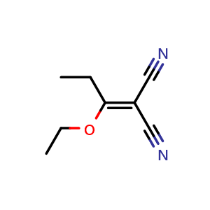 Chemical structure of 2-(1-Ethoxypropylidene)malononitrile , CAS 35260-96-9, AChemBlock U137130