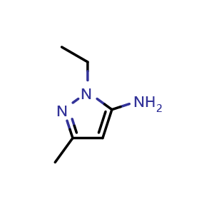 Chemical structure of 2-ethyl-5-methyl-pyrazol-3-amine , CAS 3524-33-2, AChemBlock U137132