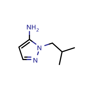 Chemical structure of 2-isobutylpyrazol-3-amine , CAS 3524-18-3, AChemBlock U137133