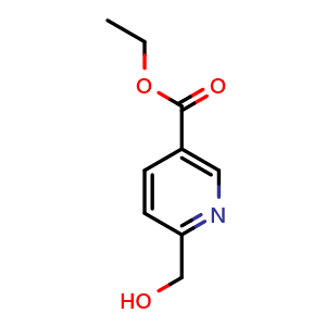 Chemical structure of Ethyl 6-(Hydroxymethyl)nicotinate , CAS 35005-81-3, AChemBlock U137148