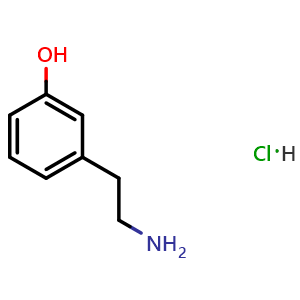 Chemical structure of 3-Hydroxyphenethylamine hydrochloride , CAS 3458-98-8, AChemBlock U137166