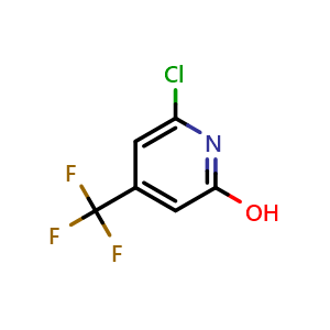 Chemical structure of 6-Chloro-4-(trifluoromethyl)pyridin-2-ol , CAS 34486-07-2, AChemBlock U137168