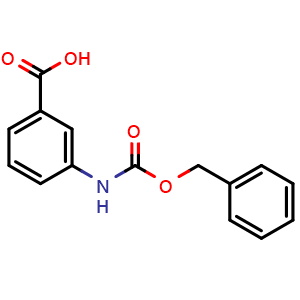 Chemical structure of 3-(Benzyloxycarbonylamino)benzoic acid , CAS 34240-09-0, AChemBlock U137184