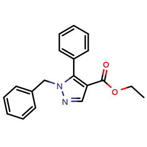 Chemical structure of Ethyl 1-Benzyl-5-phenyl-1H-pyrazole-4-carboxylate , CAS 342023-84-1, AChemBlock U137187