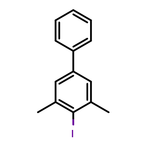 Chemical structure of 4-Iodo-3,5-dimethylbiphenyl , CAS 3419-51-0, AChemBlock U137188