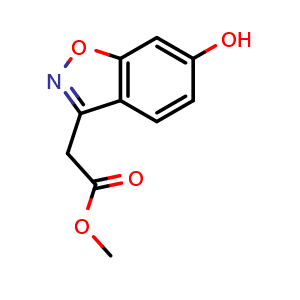 Chemical structure of Methyl 2-(6-Hydroxy-1,2-benzisoxazol-3-yl)acetate , CAS 34173-07-4, AChemBlock U137189
