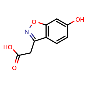 Chemical structure of 2-(6-Hydroxy-1,2-benzisoxazol-3-yl)acetic acid , CAS 34173-06-3, AChemBlock U137190