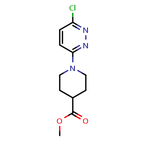 Chemical structure of Methyl 1-(6-Chloro-3-pyridazinyl)piperidine-4-carboxylate , CAS 339276-34-5, AChemBlock U137201