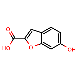 Chemical structure of 6-Hydroxybenzofuran-2-carboxylic acid , CAS 334022-87-6, AChemBlock U137219