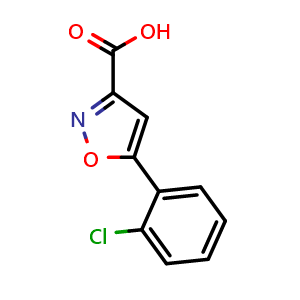 Chemical structure of 5-(2-chlorophenyl)-3-isoxazolecarboxylic acid , CAS 334017-34-4, AChemBlock U137220