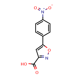 Chemical structure of 5-(4-Nitrophenyl)isoxazole-3-carboxylic acid , CAS 33282-25-6, AChemBlock U137227