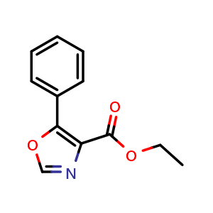 Chemical structure of ethyl 5-phenyloxazole-4-carboxylate , CAS 32998-97-3, AChemBlock U137242