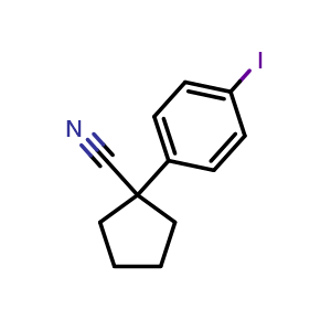 Chemical structure of 1-(4-Iodophenyl)cyclopentanecarbonitrile , CAS 324532-35-6, AChemBlock U137264