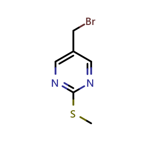 Chemical structure of 5-(Bromomethyl)-2-(methylthio)pyrimidine , CAS 323591-23-7, AChemBlock U137267