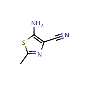 Chemical structure of 5-Amino-2-methylthiazole-4-carbonitrile , CAS 31785-16-7, AChemBlock U137287