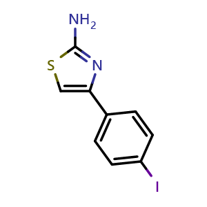 Chemical structure of 2-Amino-4-(4-iodophenyl)thiazole , CAS 31699-14-6, AChemBlock U137292