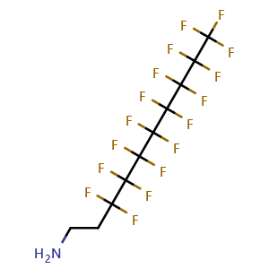 Chemical structure of 3,3,4,4,5,5,6,6,7,7,8,8,9,9,10,10,10-Heptadecafluoro-1-decylamine , CAS 30670-30-5, AChemBlock U137332