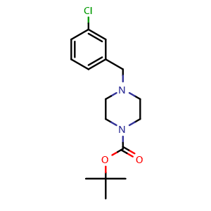 Chemical structure of tert-Butyl 4-(3-chlorobenzyl)piperazine-1-carboxylate , CAS 305860-09-7, AChemBlock U137335