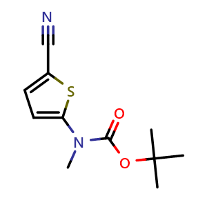 Chemical structure of tert-Butyl (5-cyanothiophen-2- yl)methylcarbamate , CAS 302341-67-9, AChemBlock U137343
