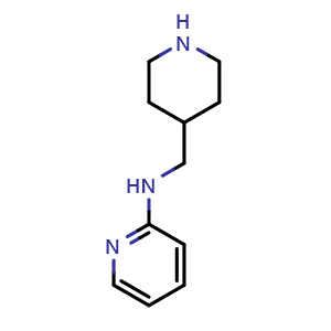 Chemical structure of N-(4-Piperidylmethyl)pyridin-2-amine , CAS 302338-97-2, AChemBlock U137344