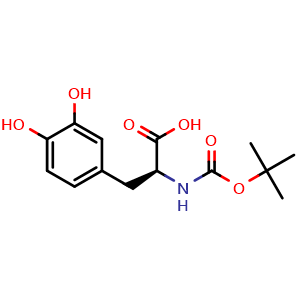 Chemical structure of N-Boc-3,4-dihydroxy-L-phenylalanine , CAS 30033-24-0, AChemBlock U137353