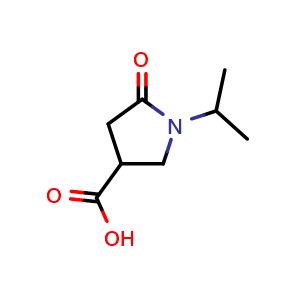 Chemical structure of 1-Isopropyl-2-oxopyrrolidine-4-carboxylic acid , CAS 299920-47-1, AChemBlock U137354