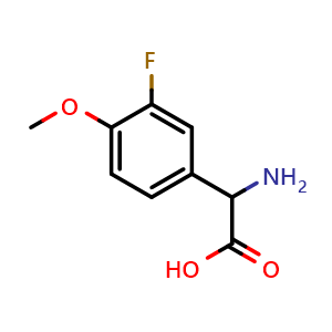 Chemical structure of 2-(3-Fluoro-4-methoxyphenyl)-DL-glycine , CAS 299166-66-8, AChemBlock U137358